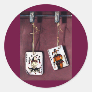 Pegatina Redonda 2 tarjetas Comodín-Salvajes Comodín-Afortunadas