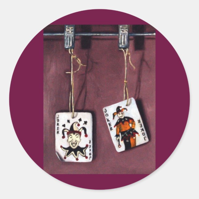 Pegatina Redonda 2 tarjetas para bromistas afortunados (Anverso)