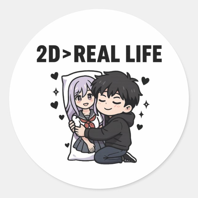 Pegatina Redonda 2D > Vida Real (Anverso)