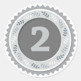 Pegatina Redonda 2nd Place Silver Medal Dark