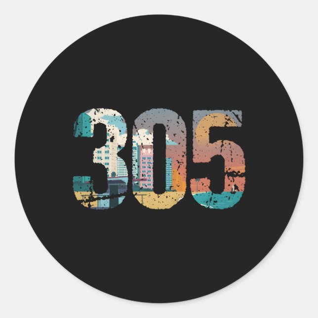 Pegatina Redonda 305 Dade County Miami (Anverso)