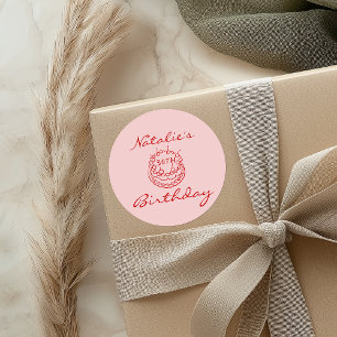 Pegatina Redonda 30.ª fiesta de cumpleaños de copas rosadas