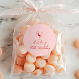 Pegatina Redonda 30.ª fiesta de cumpleaños del Chica de cócteles ro