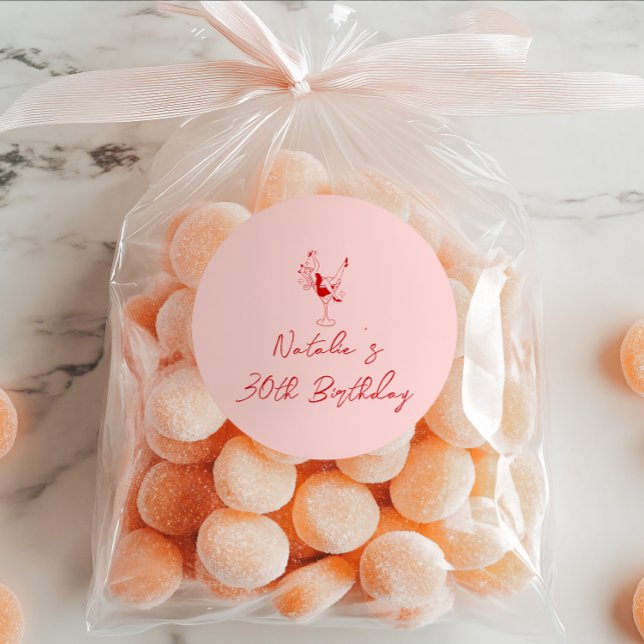 Pegatina Redonda 30.ª fiesta de cumpleaños del Chica de cócteles ro (Subido por el creador)