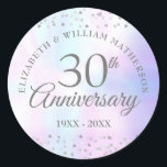 Pegatina Redonda 30.º Aniversario Boda Corazones Confetti Pearl<br><div class="desc">Diseñado para coordinar con nuestra colección de Perlas del Corazón Confetti,  de 30 Aniversario. Con un delicado corazón confetti. Personalice con su especial información sobre el aniversario de la perla de 30 años en la tipografía de moda sobre un fondo perla. Diseñado por Thisisnotme©</div>