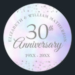 Pegatina Redonda 30.º Aniversario Boda Corazones Confetti Pearl<br><div class="desc">Diseñado para coordinar con nuestra colección de Perlas del Corazón Confetti,  de 30 Aniversario. Con un delicado corazón confetti. Personalice con su especial información sobre el aniversario de la perla de 30 años en la tipografía de moda sobre un fondo perla. Diseñado por Thisisnotme©</div>