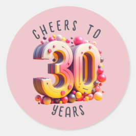 Pegatina Redonda 30.º cumpleaños o aniversario
