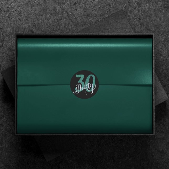 Pegatina Redonda 30.º verde | Fiesta del aniversario del cumpleaños (Subido por el creador)