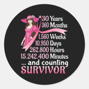 Pegatina Redonda 30 Años 360 Meses Y Contando El Cáncer De Mama Sur