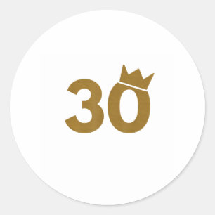Pegatina Redonda 30 Crown de oro - 30 regalos de cumpleaños