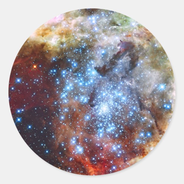 Pegatina Redonda 30 Doradus Nebula Star Clusters (Anverso)