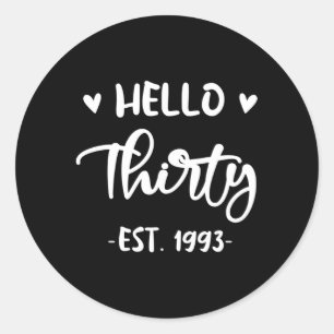 Pegatina Redonda 30 Hello Thirty 1993