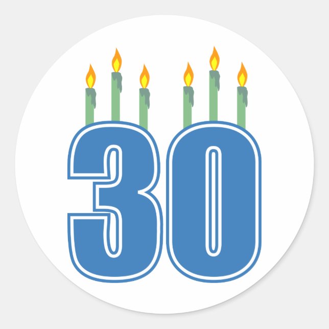Pegatina Redonda 30 Velas (azul/verde) (Anverso)