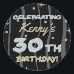 Pegatina Redonda 30th Birthday Party Add Your Name<br><div class="desc">Celebrate a milestone birthday with these customizable birthday party supplies!</div>