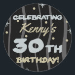 Pegatina Redonda 30th Birthday Party Add Your Name<br><div class="desc">Celebrate a milestone birthday with these customizable birthday party supplies!</div>