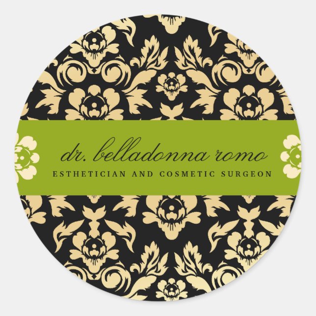 Pegatina Redonda 311 Belladonna Damask Lime (Anverso)