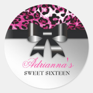 Pegatina Redonda 311 Bowlicious Black Hot Pink Leopard