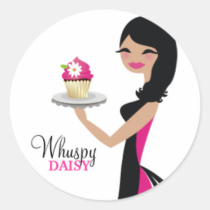 Pegatina Redonda 311-Daisy Cupcake Cutie   Wavy Brunette