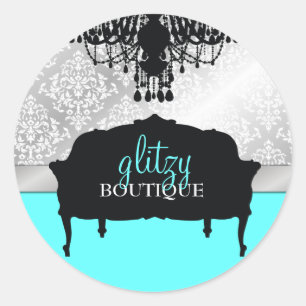Pegatina Redonda 311 Glitzy Moda Boutique Turquoise
