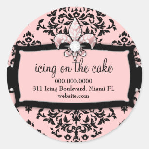 Pegatina Redonda 311 guinda del pastel Pink dulce Fleur Di Lis