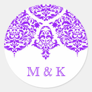 Pegatina Redonda 311 Mon Cherie Damask Fabulous Purple