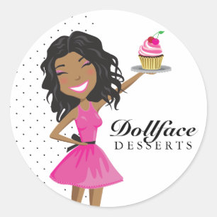 Pegatina Redonda 311 postres de Dollface Ebonie en rosa