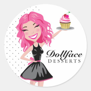 Pegatina Redonda 311 Postres de Dollface Pinkie