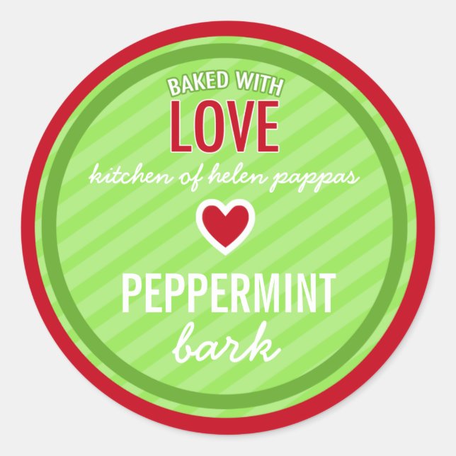 Pegatina Redonda 311 Red Green striped con amor casero (Anverso)