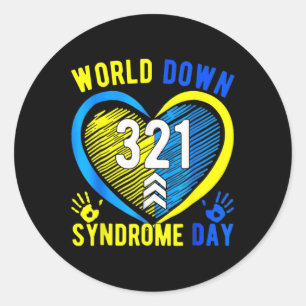 Pegatina Redonda 321 Día Mundial del Síndrome de Down Conciencia Am