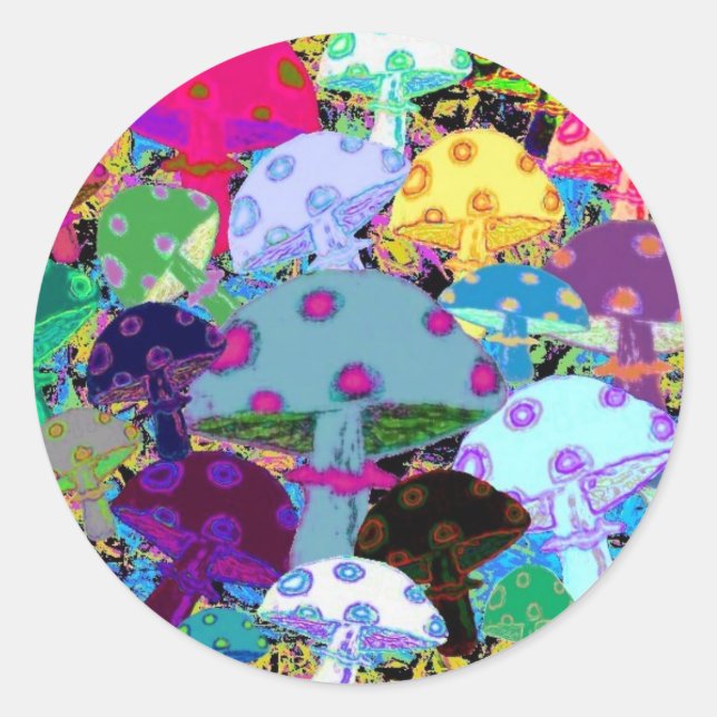 Pegatina Redonda 32 hongos #2 (Anverso)