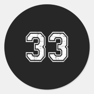 Pegatina Redonda 33 número treinta y tres deportes de equipo grunge