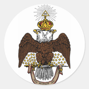 Pegatina Redonda 33ro Rito escocés Brown Eagle del grado