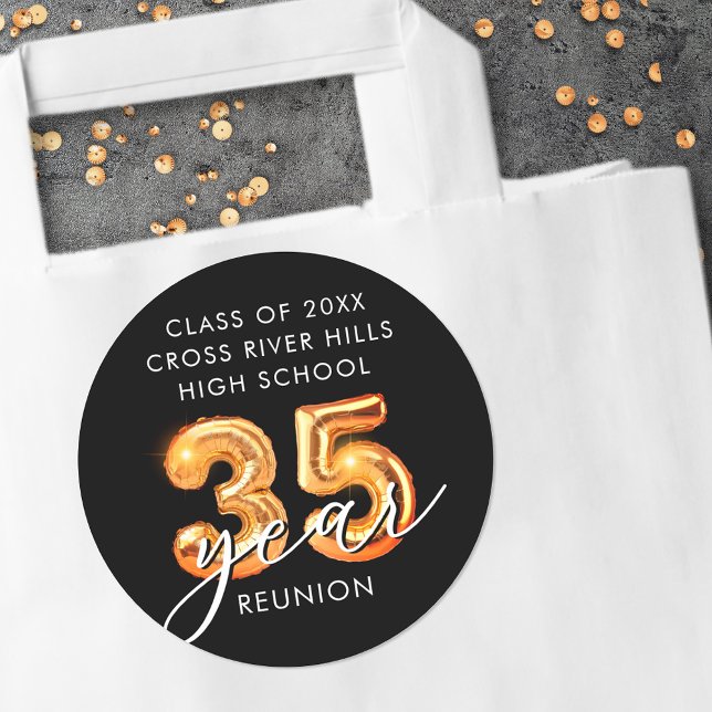 Pegatina Redonda 35.ª Clase Reunión Naranja Negro Números de globo (Subido por el creador)