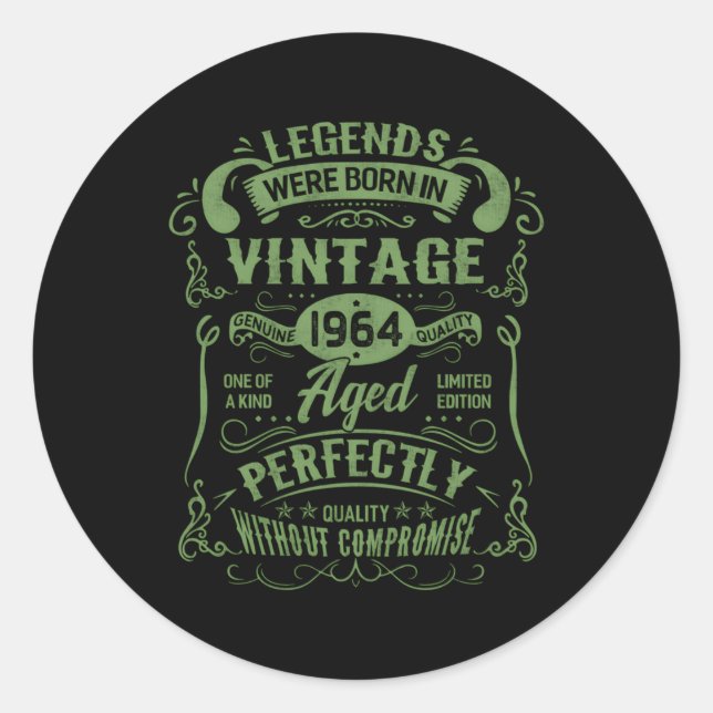 Pegatina Redonda 365 Leyendas Nacidas En 1964 (Anverso)