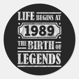 Pegatina Redonda 36 Años De Edad 1989 Nacimiento De La Leyenda 36º