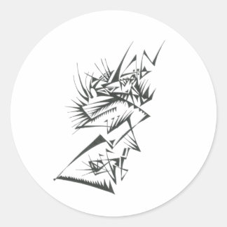 Pegatina Redonda 39 Arte Tribal Abstracto Blanco y Negro de Tatuaje