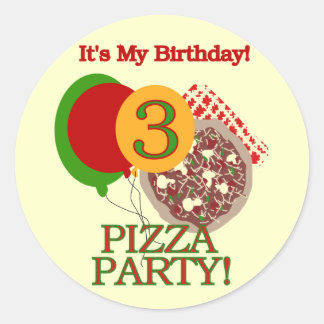Pegatina Redonda 3.ª Fiesta Pizza Camisetas de cumpleaños y regalos