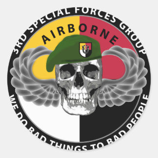 Pegatina Redonda 3.ᵉʳ Cráneo De Las Fuerzas Especiales