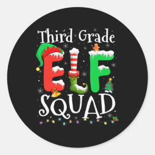 Pegatina Redonda 3.ᵉʳ Elf Squad Xmas Navidades graciosos 3er Gra