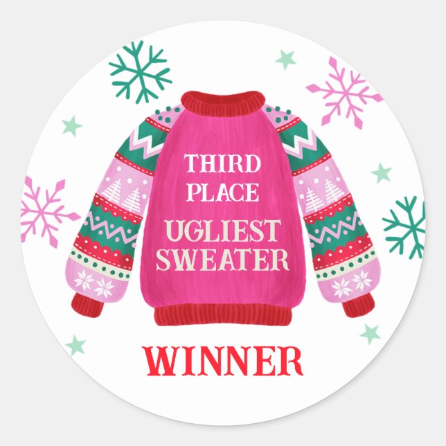 Pegatina Redonda 3.ᵉʳ Ganador del premio al suéter (Anverso)