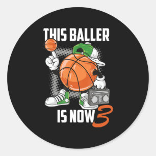 Pegatina Redonda 3.ᵉʳ jugador de baloncesto con 3 años de antigüeda