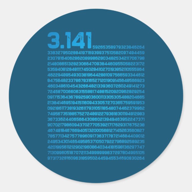 Pegatina Redonda 3 14 Pi Day Matemáticas Física Número irracional (Anverso)
