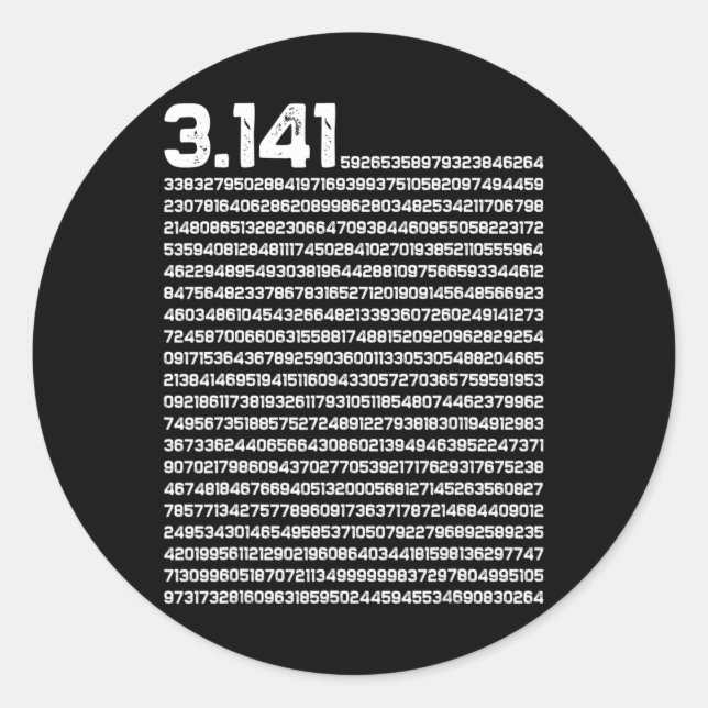 Pegatina Redonda 3.14 Pi Day Matemáticas Número Irracional Pi (Anverso)