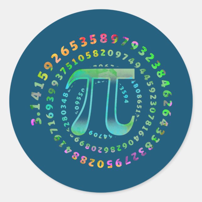 Pegatina Redonda 3 14 Pi Mathematics Physics Irrational Number  (Anverso)