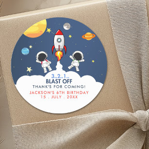Pegatina Redonda "3...2...1... Birthday Boy with Astronaut Theme