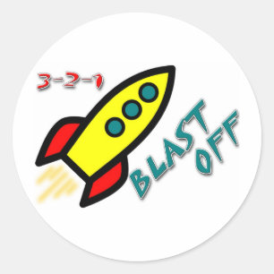 PEGATINA REDONDA 3-2-1 BLAST OFF