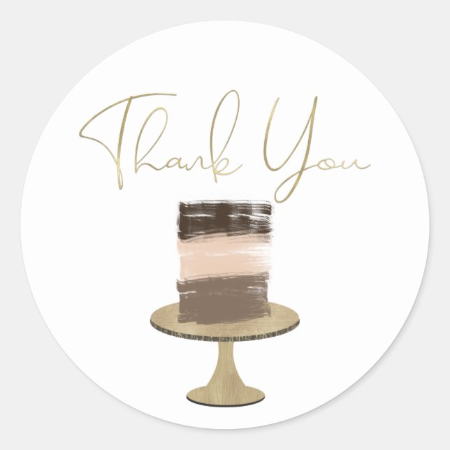 Pegatina Redonda 3 Capas De Pastel Elegante Moderno (Anverso)