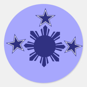 Pegatina Redonda 3 estrellas y un azul de Sun