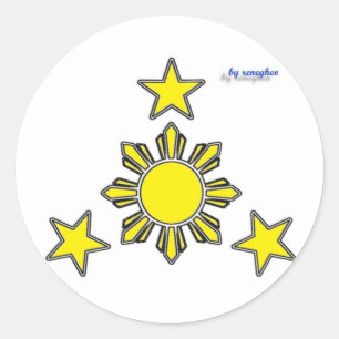 Pegatina Redonda 3 estrellas y un sol