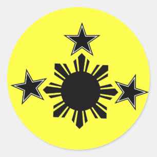 Pegatina Redonda 3 estrellas y un sol